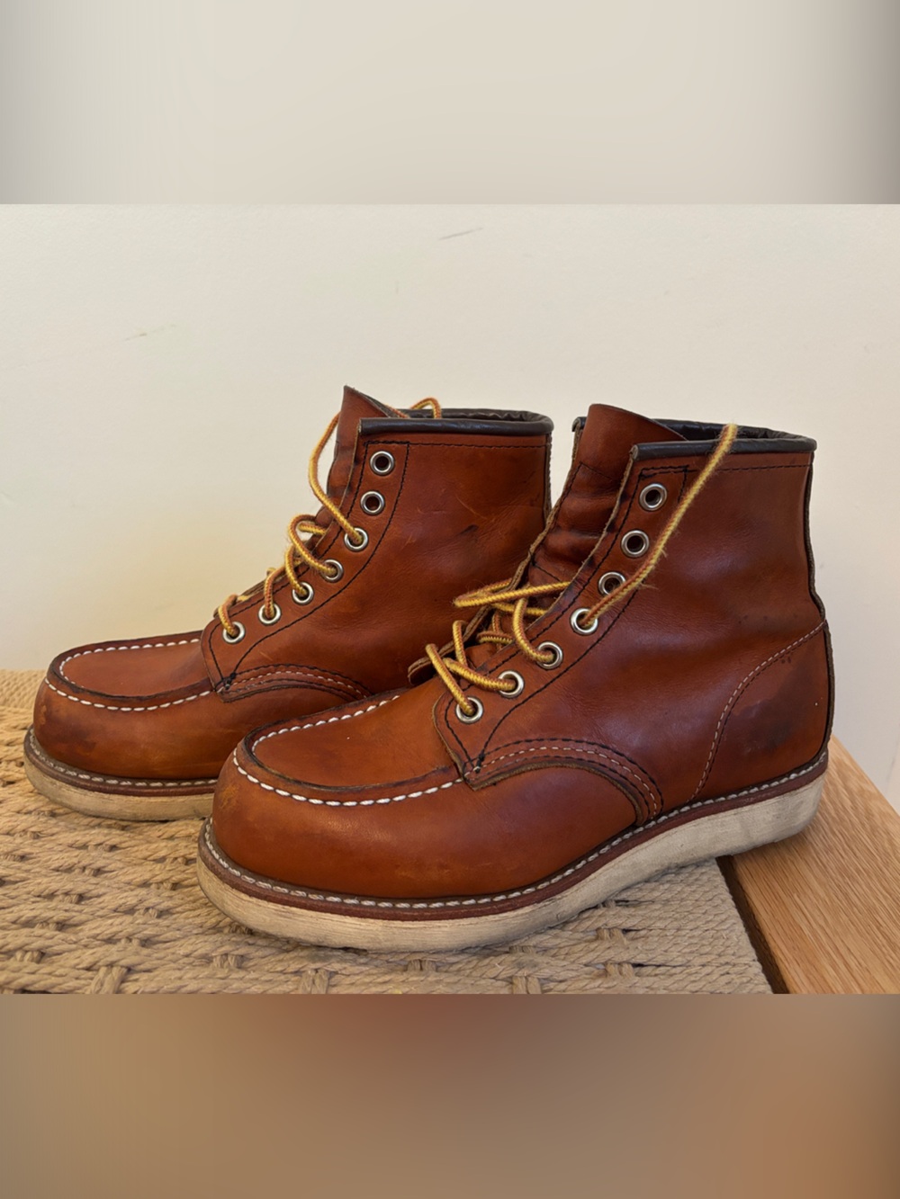 Womens REDWING Classic Moc Toe Work Boots in Rich Brown Leather